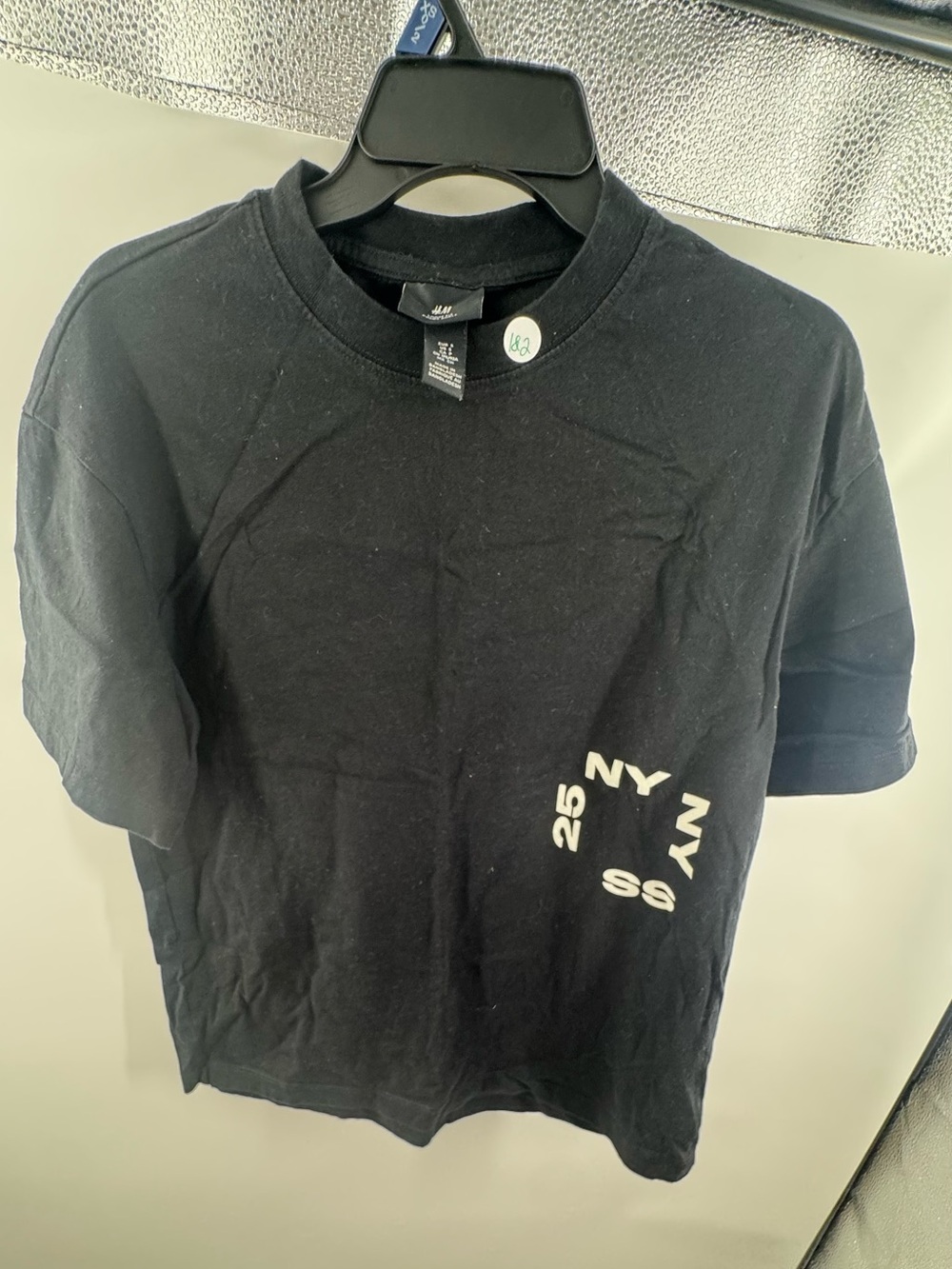 H&M Black Short Sleeve Tee with White NY Graphic